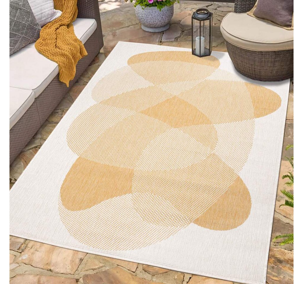 Outdoorteppich DUO RUG 5835, Carpet City, rechteckig, Höhe: 5 mm, Wendeteppich Wetterfest In- & Outdoor, Balkon, Terrasse, Wohnzimmer von Carpet City