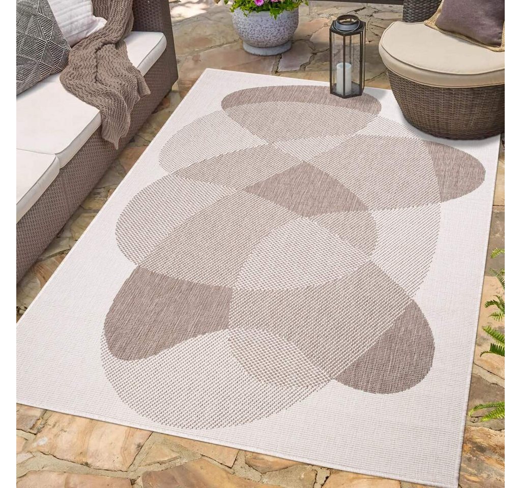 Outdoorteppich DUO RUG 5835, Carpet City, rechteckig, Höhe: 5 mm, Wendeteppich Wetterfest In- & Outdoor, Balkon, Terrasse, Wohnzimmer von Carpet City