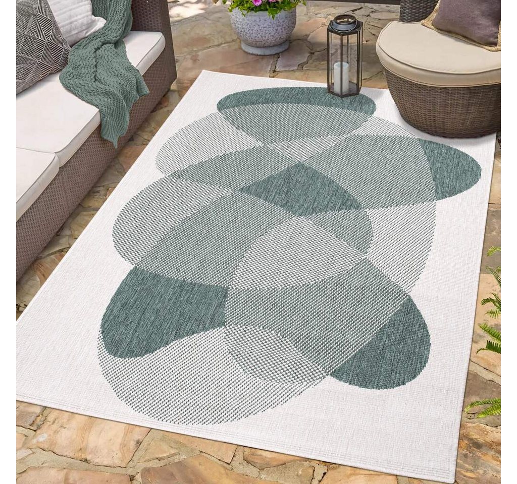 Outdoorteppich DUO RUG 5835, Carpet City, rechteckig, Höhe: 5 mm, Wendeteppich Wetterfest In- & Outdoor, Balkon, Terrasse, Wohnzimmer von Carpet City