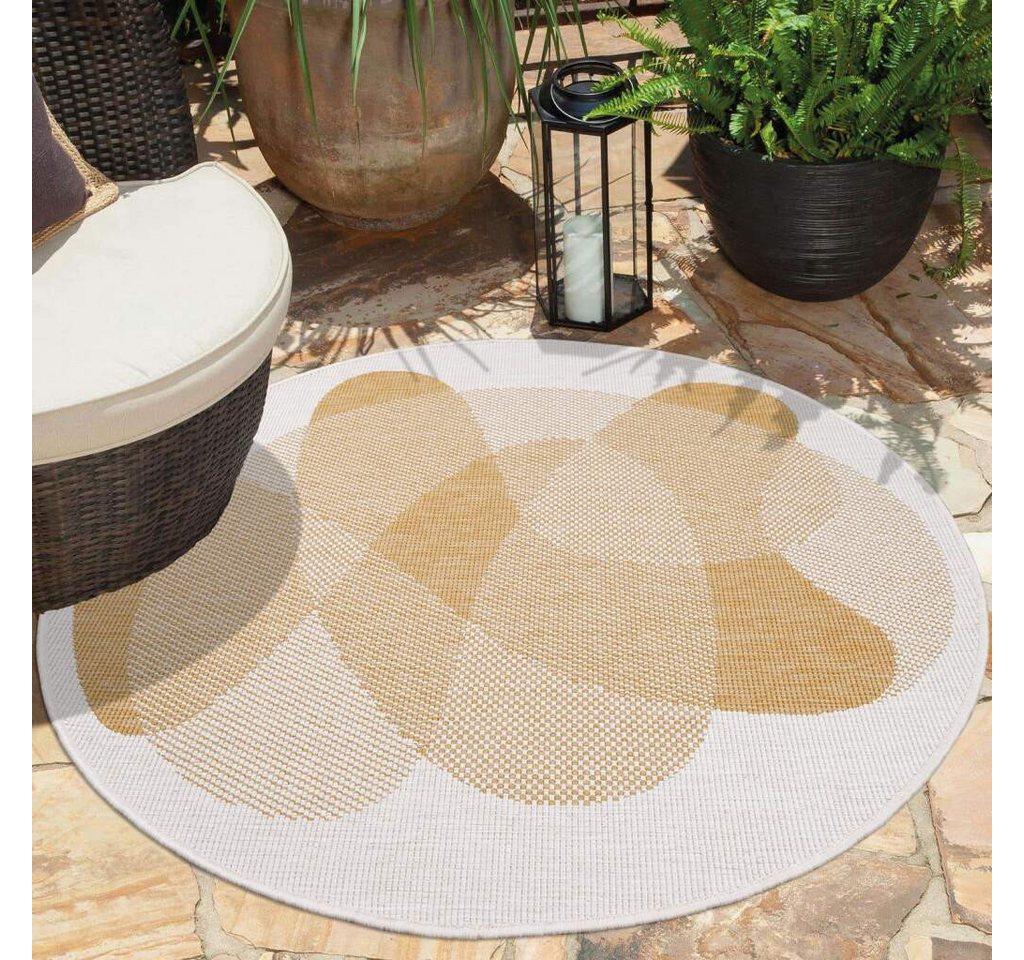 Outdoorteppich DUO RUG 5835, Carpet City, rund, Höhe: 5 mm, Wendeteppich Wetterfest In- & Outdoor, Balkon, Terrasse, Wohnzimmer von Carpet City