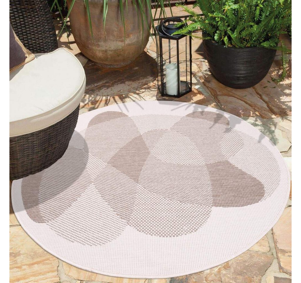 Outdoorteppich DUO RUG 5835, Carpet City, rund, Höhe: 5 mm, Wendeteppich Wetterfest In- & Outdoor, Balkon, Terrasse, Wohnzimmer von Carpet City