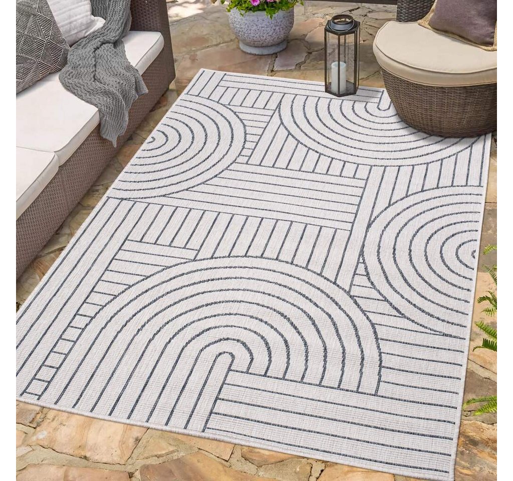 Outdoorteppich DUO RUG 5842, Carpet City, rechteckig, Höhe: 5 mm, Wendeteppich Wetterfest In- & Outdoor, Balkon, Terrasse, Wohnzimmer von Carpet City