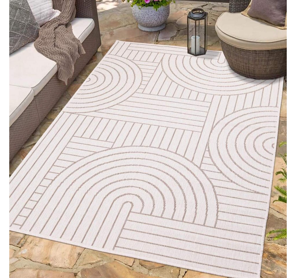 Outdoorteppich DUO RUG 5842, Carpet City, rechteckig, Höhe: 5 mm, Wendeteppich Wetterfest In- & Outdoor, Balkon, Terrasse, Wohnzimmer von Carpet City