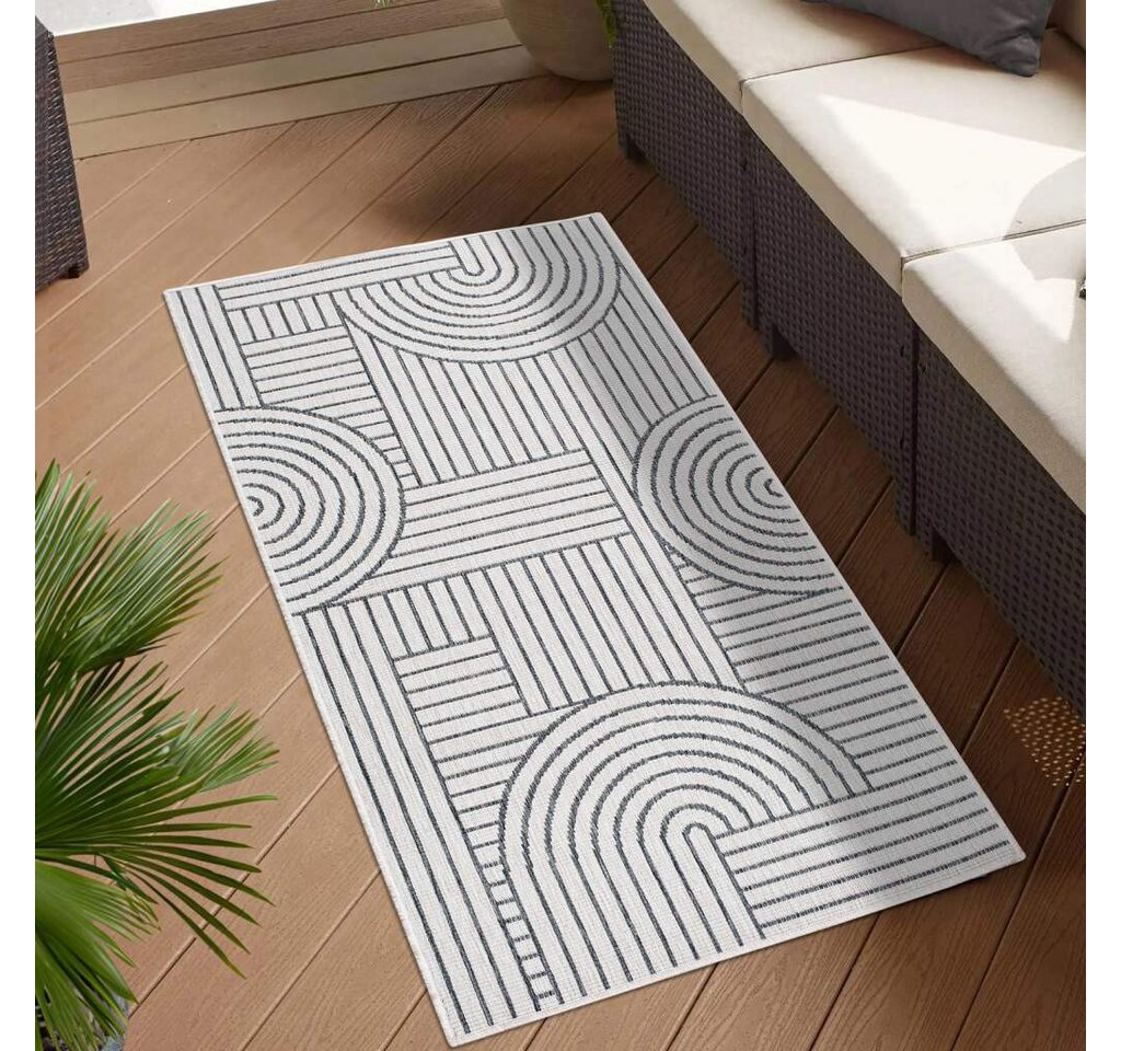 Outdoorteppich DUO RUG 5842, Carpet City, rechteckig, Höhe: 5 mm, Wendeteppich Wetterfest In- & Outdoor, Balkon, Terrasse, Wohnzimmer von Carpet City