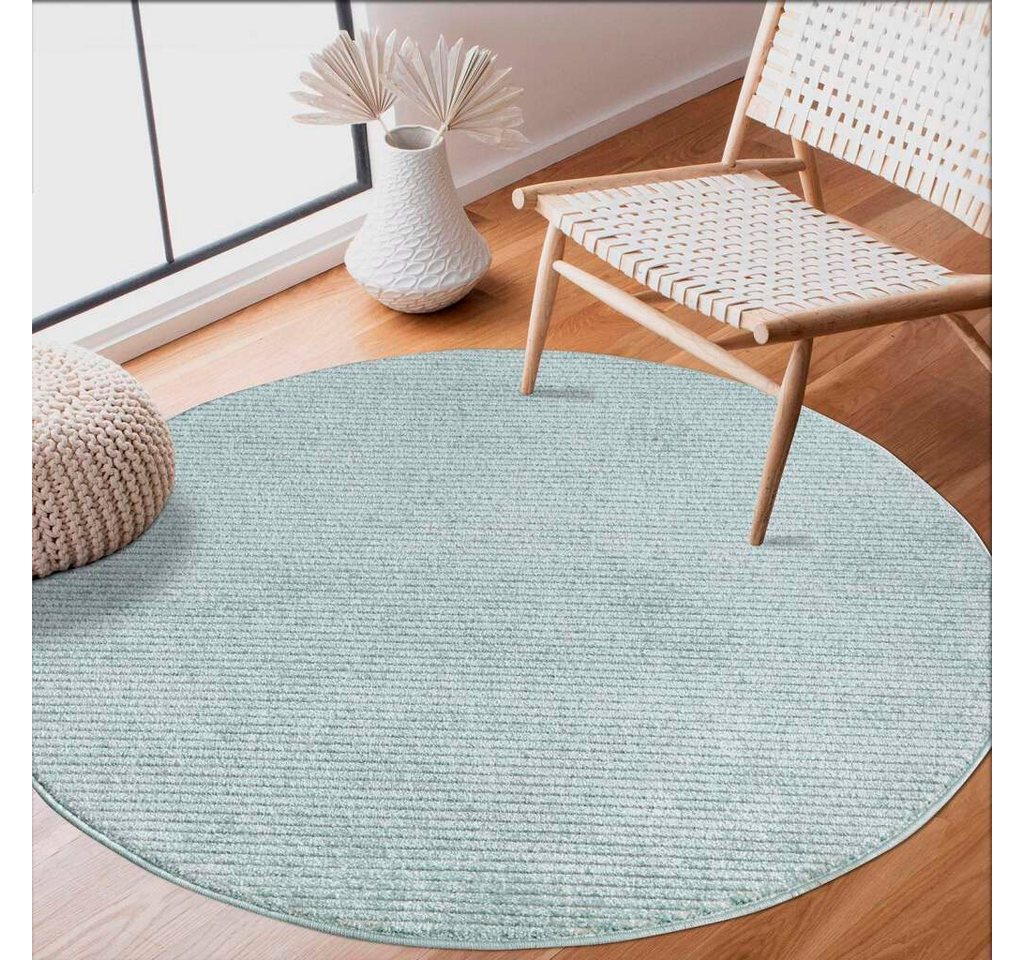 Teppich 233-82-FANCY900, Carpet City, rund, Höhe: 12 mm, Kurzflor, Einfarbig, 3D-Optik, Streifen Look von Carpet City