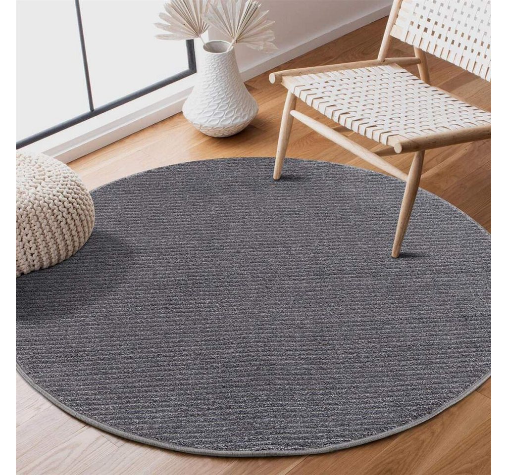 Teppich 233-82-FANCY900, Carpet City, rund, Höhe: 12 mm, Kurzflor, Einfarbig, 3D-Optik, Streifen Look von Carpet City