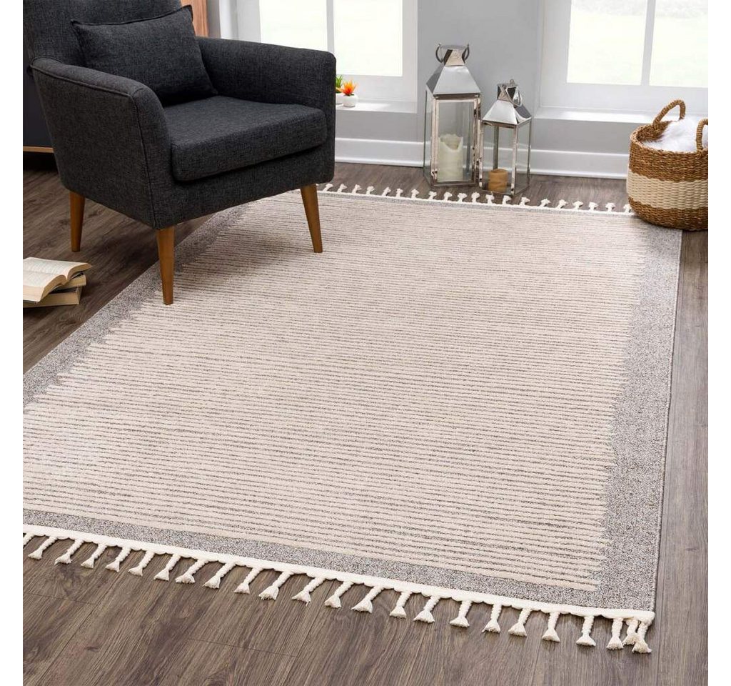 Teppich Art 2231, Carpet City, rechteckig, Höhe: 7 mm, Kurzflor, mit Kettfäden, Streifen-Muster von Carpet City