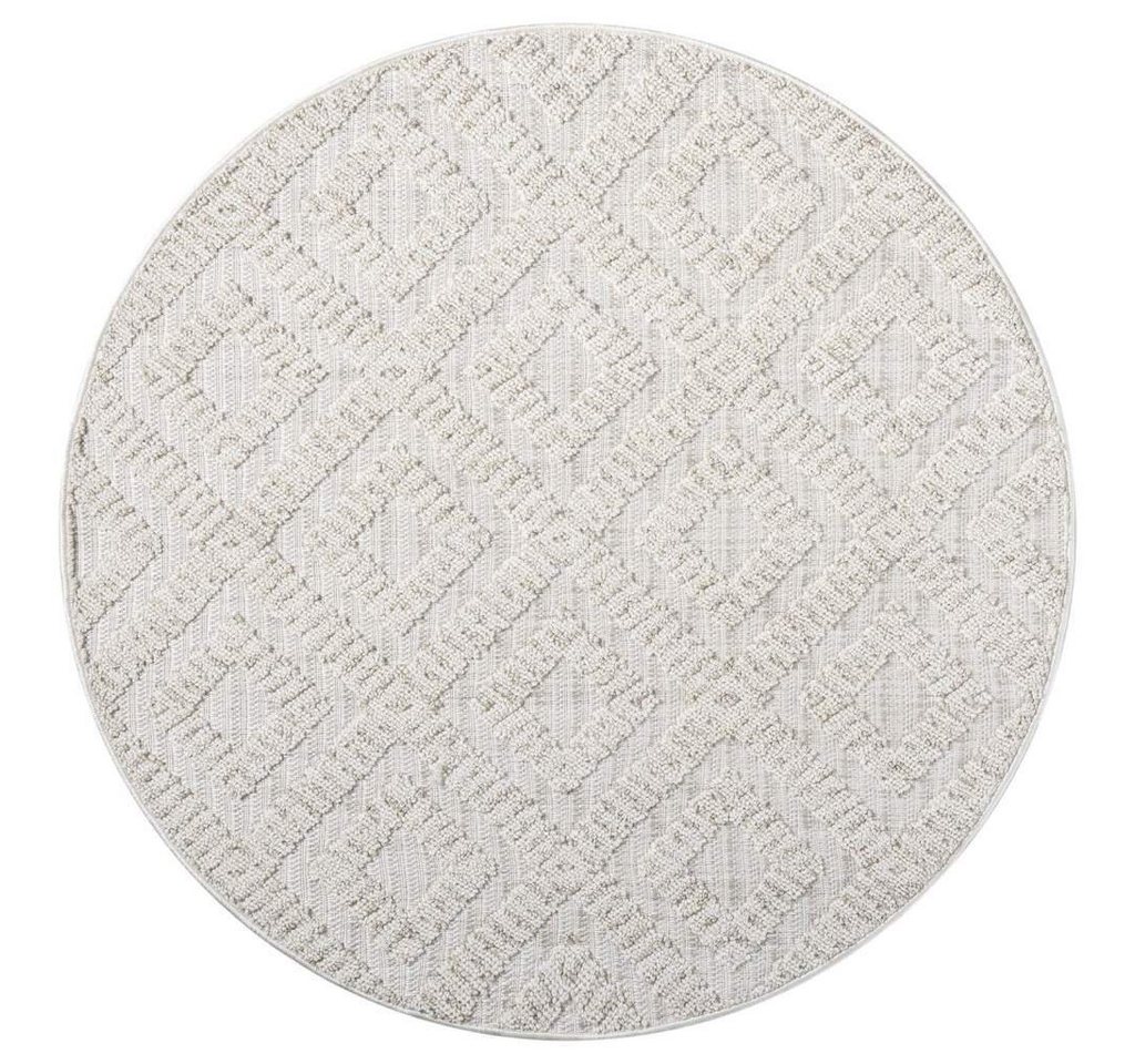 Teppich CLASICO 8927, Carpet City, rund, Höhe: 11 mm, Kurzflor, Hochtief-Muster/ 3D-Effekt Rauten, Wohnzimmer von Carpet City