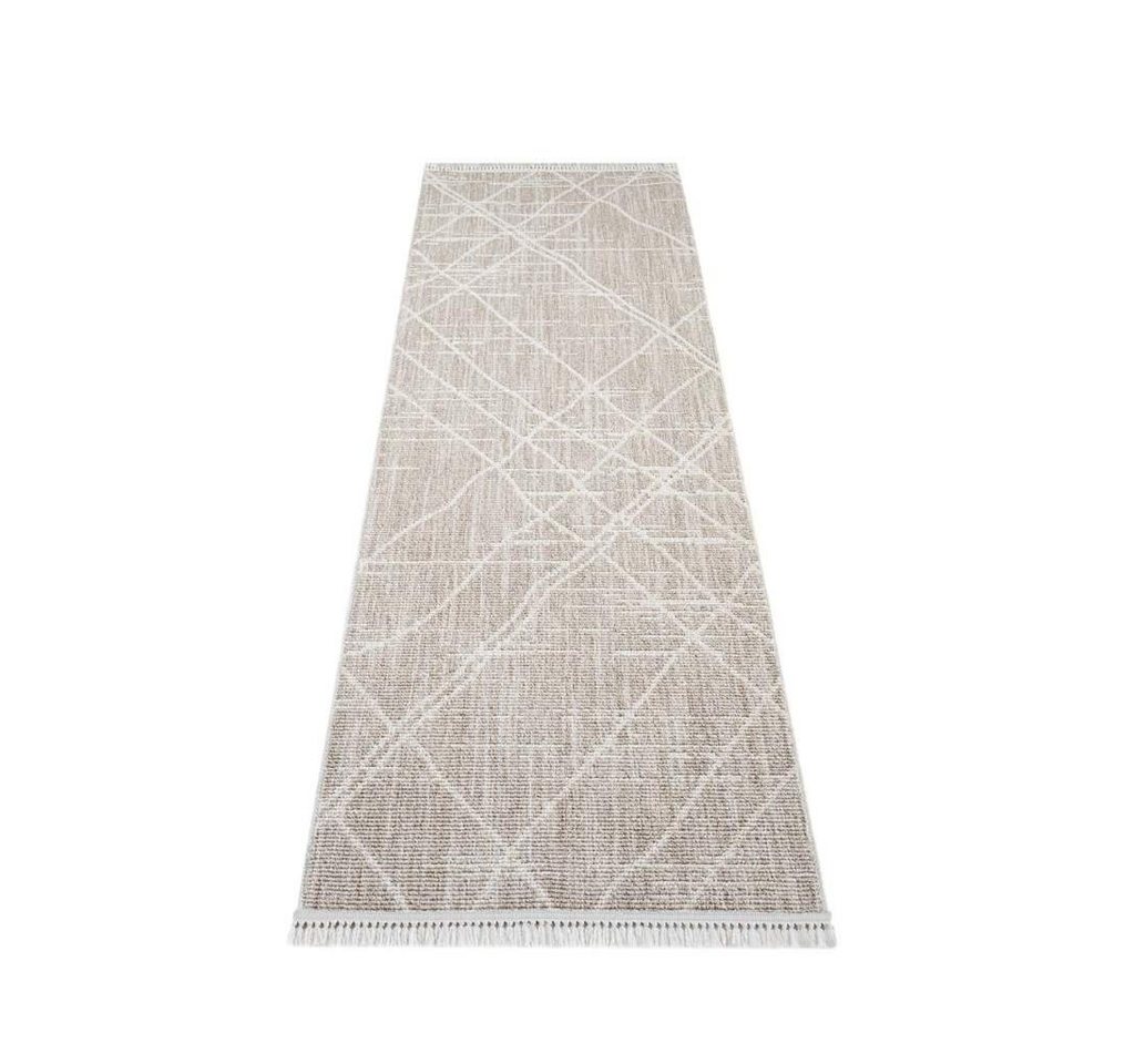 Teppich CLASICO 9162, Carpet City, rechteckig, Höhe: 11 mm, Kurzflor, Fransen, Geometrisch, Boho-Stil, Wohnzimmer von Carpet City