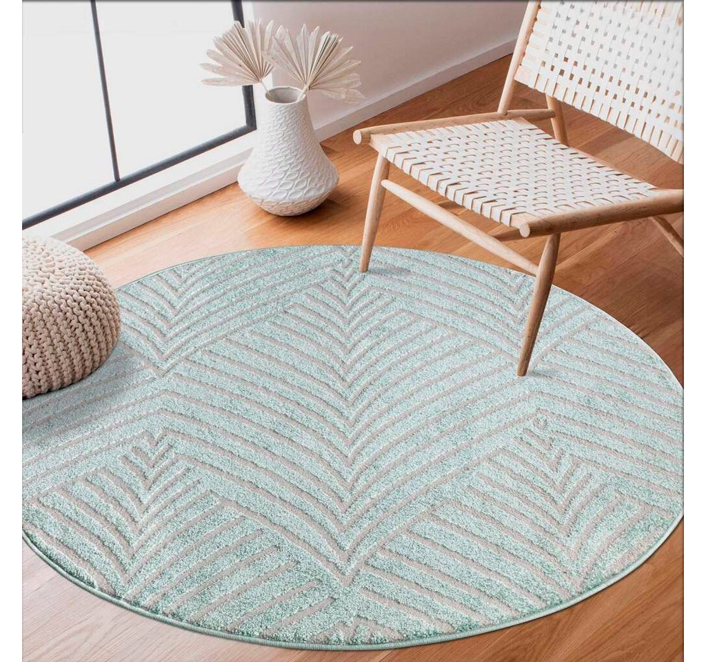 Teppich Friseé-Teppich FANCY 648, Carpet City, rechteckig, Höhe: 12 mm, Kurzflor,3D-Optik,Kreisförmiges Muster, Wohnzimmer,Schlafzimmer von Carpet City
