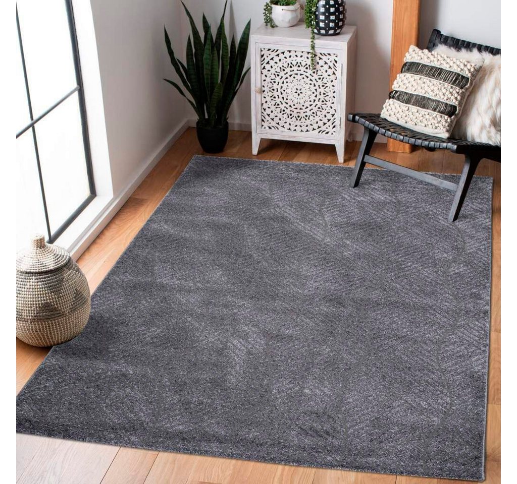 Teppich Friseé-Teppich FANCY 904, Carpet City, rechteckig, Höhe: 12 mm, Kurzflor Wohnzimmer, florale 3D-Optik, für Schlafzimmer, Flur von Carpet City