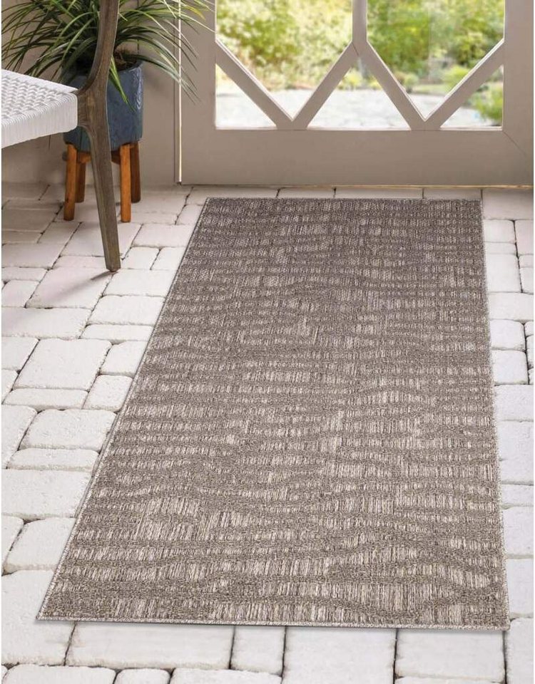 Teppich In-& Outdoorteppich Santorini 450, 3D-Effekt, Gestreift, Carpet City, rechteckig, Höhe: 5 mm, Wetterfest & UV-beständig für Terrasse, Balkon, Küche, Flur von Carpet City