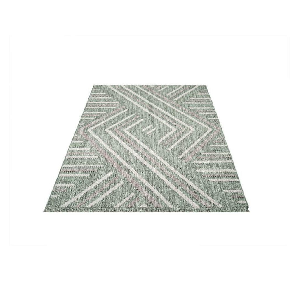 Teppich LINDO 7590, Carpet City, rechteckig, Höhe: 11 mm, Kurzflor, Hochtief-Muster/ 3D-Effekt, Fransen, Boho-Stil, Wohnzimmer von Carpet City