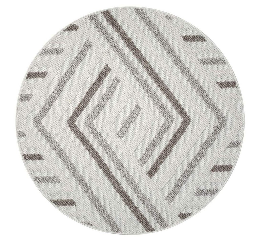 Teppich LINDO 7590, Carpet City, rund, Höhe: 11 mm, Kurzflor, Hochtief-Muster/ 3D-Effekt, Boho-Stil, Wohnzimmer von Carpet City