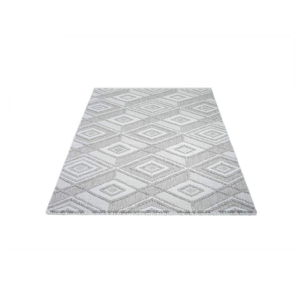 Teppich LINDO 8875, Carpet City, rechteckig, Höhe: 11 mm, Kurzflor, Hochtief-Muster/ 3D-Effekt, Fransen, Boho-Stil, Wohnzimmer von Carpet City