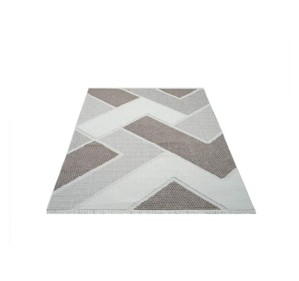 Teppich LINDO 8877, Carpet City, rechteckig, Höhe: 11 mm, Kurzflor, Hochtief-Muster/ 3D-Effekt, Fransen, Boho-Stil, Wohnzimmer von Carpet City