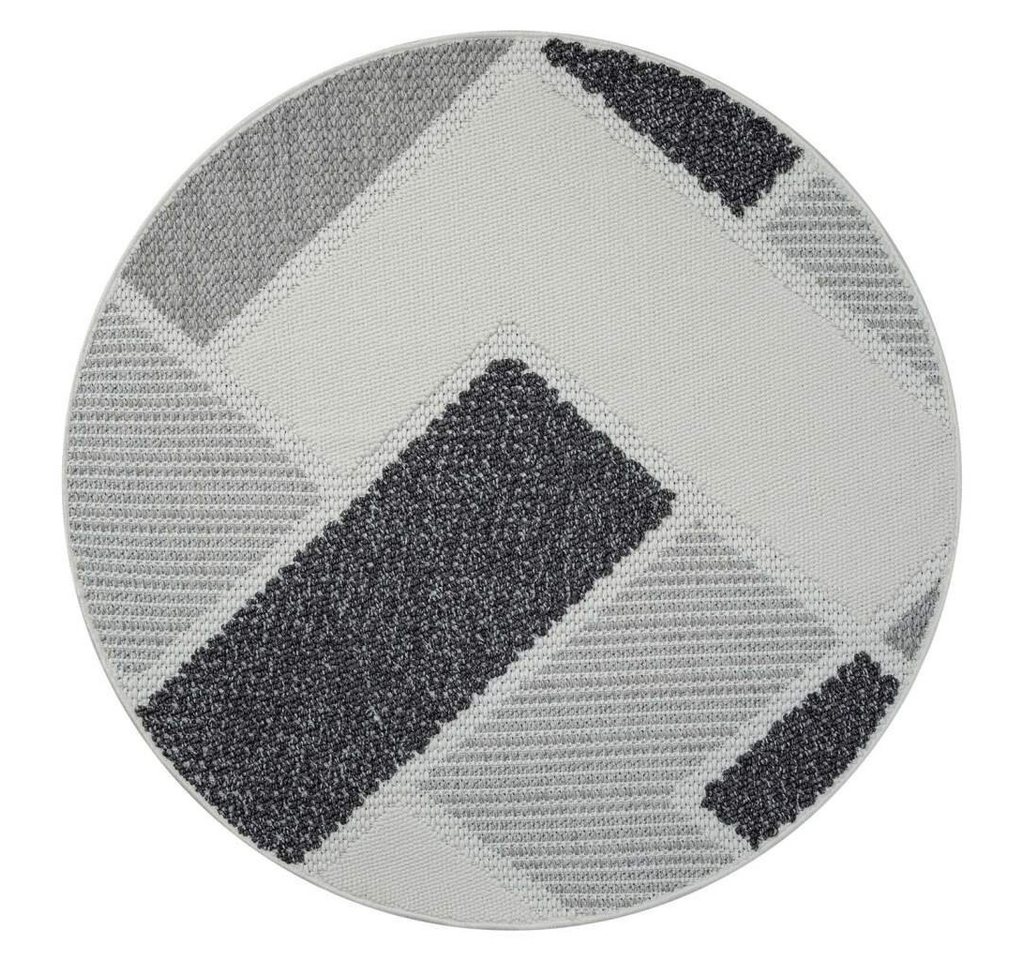 Teppich LINDO 8877, Carpet City, rund, Höhe: 11 mm, Kurzflor, Hochtief-Muster/ 3D-Effekt, Boho-Stil, Wohnzimmer von Carpet City