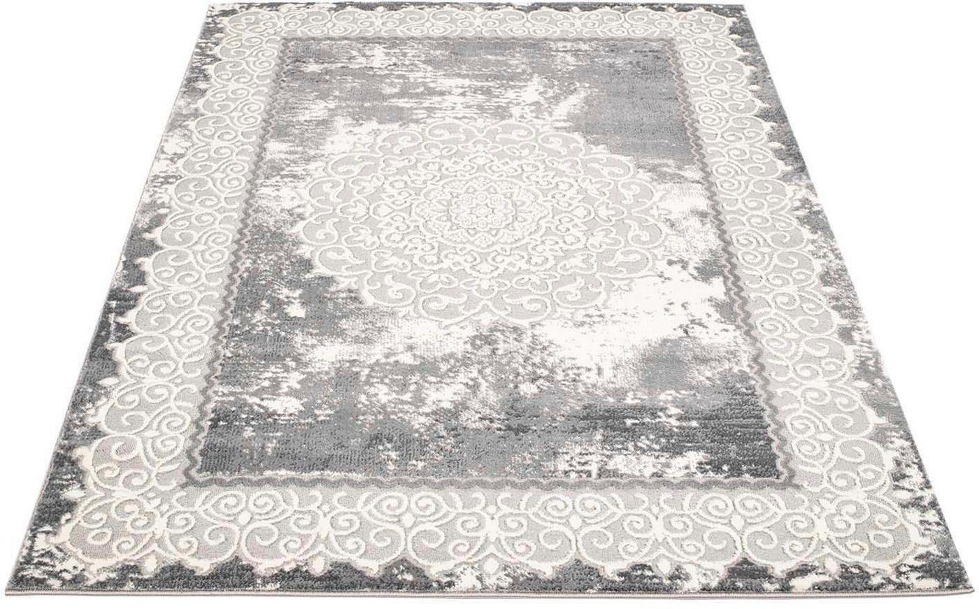 Teppich Platin 8058, Carpet City, rechteckig, Höhe: 11 mm, Kurzflor, Bordüre, Glänzend durch Polyester von Carpet City