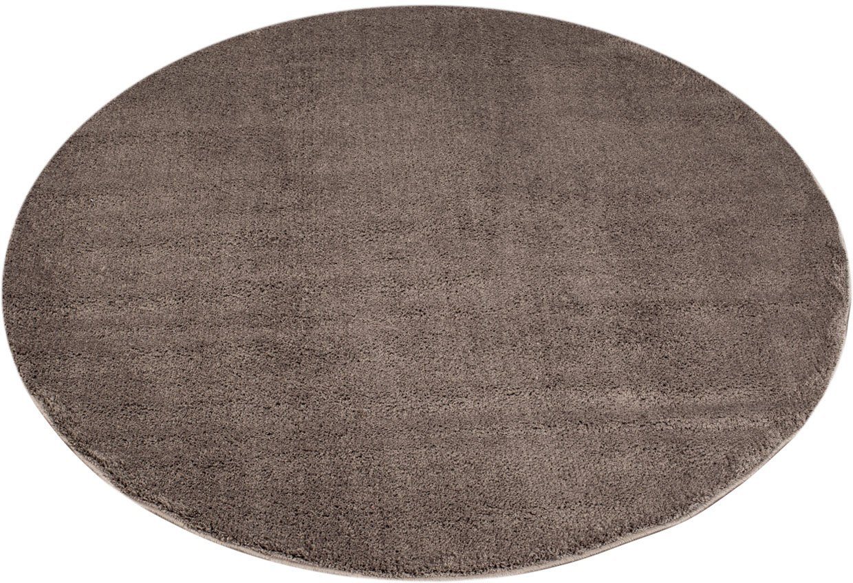 Teppich Softshine 2236, Carpet City, rund, Höhe: 14 mm, besonders weich, Uni Farben, ideal für Wohnzimmer & Schlafzimmer von Carpet City