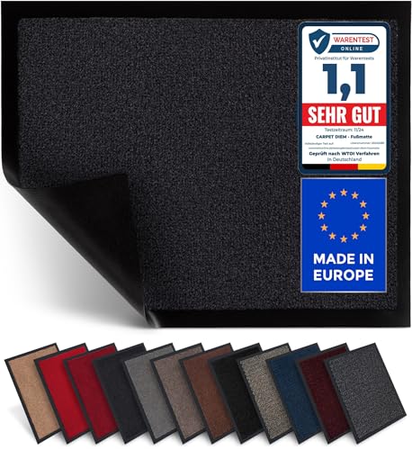 Carpet Diem Fußmatte, einfach sauber I Schmutzfangmatte Eingangsbereich - Fussmatte Innen & Außen, rutschfeste Türmatte, Schmutzfang Teppich für Haustür I Fußabtreter in Anthrazit 90x150 cm von Carpet Diem