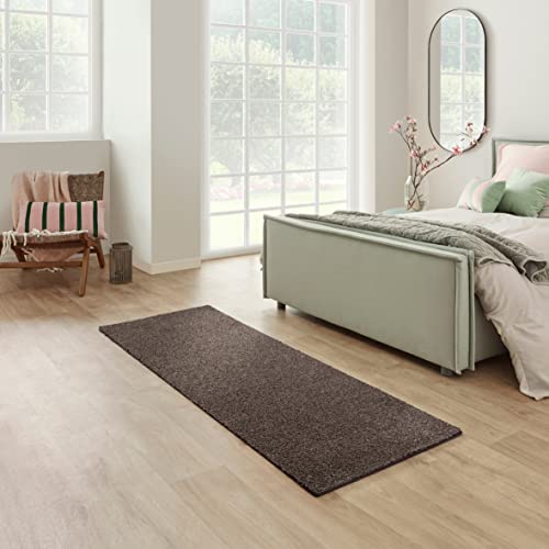 Carpet Studio Maine Teppich Läufer Braun, Läufer Flur 80x150cm, Kurzflor Teppiche, Küchenläufer, Wohnzimmerteppich, Bettvorleger Schlafzimmer von Carpet Studio