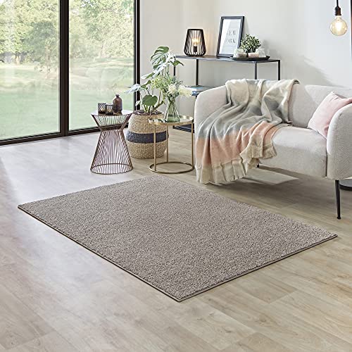 Carpet Studio Ohio Teppich Wohnzimmer 115x170cm, Weicher Kurzflor Teppich, Wohnzimmer, Esszimmer & Schlaffzimmer, Pflegeleicht, Geruchsneutral - Beige von Carpet Studio