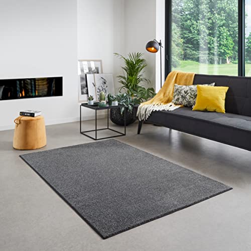 Carpet Studio Santa Fe Teppich Anthrazit, Teppich Wohnzimmer 140x200 cm, Kurzflor Teppiche, Wohnzimmerteppich, Teppich Schlafzimmer von Carpet Studio