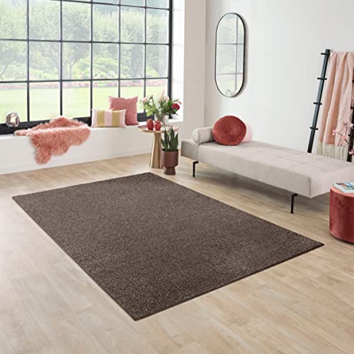 Carpet Studio Santa Fe Teppich Braun, Teppich Wohnzimmer 140x200 cm, Kurzflor Teppiche, Wohnzimmerteppich, Teppich Schlafzimmer von Carpet Studio