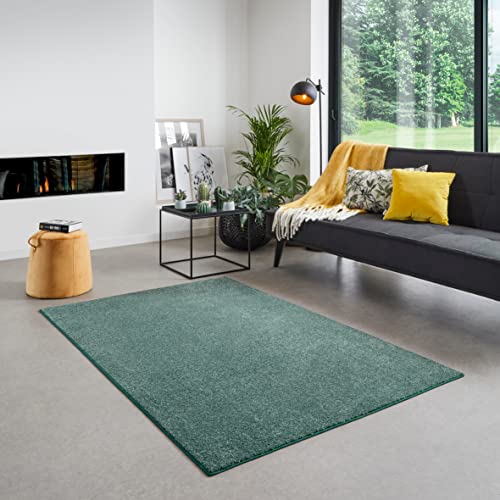 Carpet Studio Santa Fe Teppich Grün, Teppich Wohnzimmer 140x200 cm, Kurzflor Teppiche, Wohnzimmerteppich, Teppich Schlafzimmer von Carpet Studio