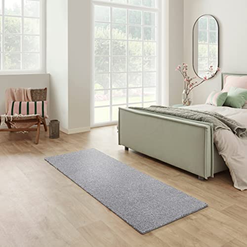 Carpet Studio Santa Fe Teppich Läufer Grau, Läufer Flur 80x250cm, Kurzflor Teppiche, Küchenläufer, Wohnzimmerteppich, Bettvorleger Schlafzimmer von Carpet Studio