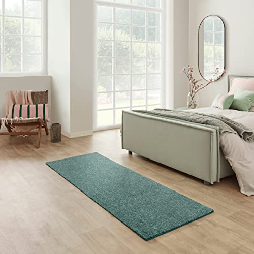 Carpet Studio Maine Teppich Läufer Grün, Läufer Flur 80x250cm, Kurzflor Teppiche, Küchenläufer, Wohnzimmerteppich, Bettvorleger Schlafzimmer von Carpet Studio