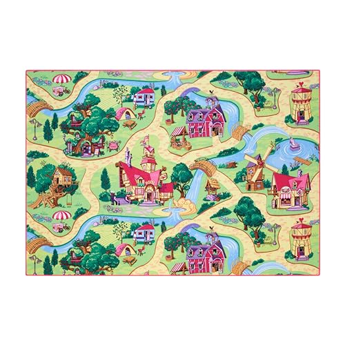 Carpet Studio Teppich Kinderzimmer 140x200cm, Kinderteppich, Spielteppich Straße Mädchen, Teppiche für Babyzimmer, Schlafzimmer & Spielzimmer, Antirutsch, 30°C waschbar - Candy Town von Carpet Studio