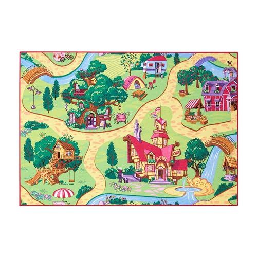 Carpet Studio Teppich Kinderzimmer 95x133cm, Kinderteppich, Spielteppich Straße Mädchen, Teppiche für Babyzimmer, Schlafzimmer & Spielzimmer, Antirutsch, 30°C waschbar - Candy Town von Carpet Studio