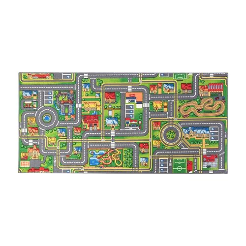 Carpet Studio Teppich Kinderzimmer 95x200cm, Kinderteppich, Spielteppich Straße Jungen & Mädchen, Teppiche für Babyzimmer, Schlafzimmer & Spielzimmer, Antirutsch, 30°C waschbar - Playcity von Carpet Studio