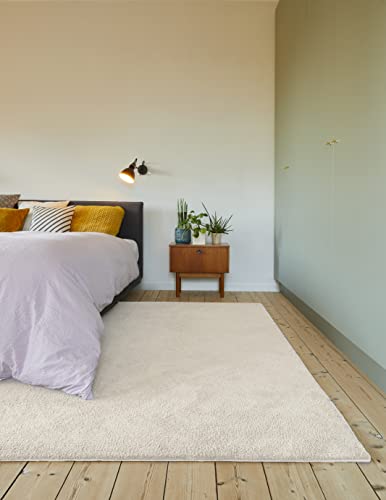 Carpet Studio Utah Hochflor Teppich Crème, Teppich Wohnzimmer 190x290cm, Teppich Flauschig Schlafzimmer, Wohnzimmerteppich von Carpet Studio