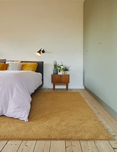 Carpet Studio Utah Hochflor Teppich Gelb, Teppich Wohnzimmer 190x290cm, Teppich Flauschig Schlafzimmer, Wohnzimmerteppich von Carpet Studio