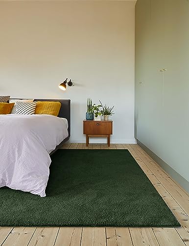 Carpet Studio Utah Hochflor Teppich Grün, Teppich Wohnzimmer 230x160cm, Teppich Flauschig Schlafzimmer, Wohnzimmerteppich von Carpet Studio