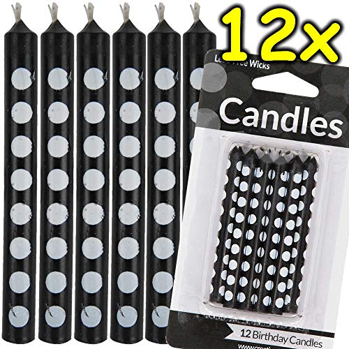 12 Schwarze Kerzen mit weißen Punkten * Polka DOTS * als Deko zum Geburtstag oder Mottoparty | Tischdeko Black Velvet Kerze Candles Geburtstagskerzen Dot 12 Schwarze Kerzen mit weißen Punkten * Polka DOTS * als Deko zum Geburtstag oder Mottoparty | Tischdeko Black Velvet Kerze Candles Geburtstagskerzen Dot von Carpeta