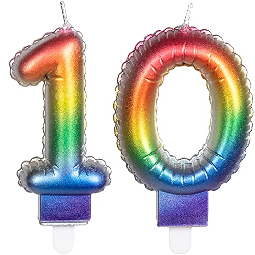 2 Zahlenkerzen * ZAHL 10 * in Regenbogen-Farben mit Steckfuß | ca. 9cm x 5,5cm groß | Farben Rainbow Deko Geburtstag Geburtstagskerze Kerze 2 Zahlenkerzen * ZAHL 10 * in Regenbogen-Farben mit Steckfuß | ca. 9cm x 5,5cm groß | Farben Rainbow Deko Geburtstag Geburtstagskerze Kerze von Carpeta