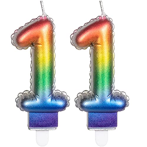2 Zahlenkerzen * ZAHL 11 * in Regenbogen-Farben mit Steckfuß | ca. 9cm x 5,5cm groß | Farben Rainbow Deko Geburtstag Geburtstagskerze Kerze 2 Zahlenkerzen * ZAHL 11 * in Regenbogen-Farben mit Steckfuß | ca. 9cm x 5,5cm groß | Farben Rainbow Deko Geburtstag Geburtstagskerze Kerze von Carpeta