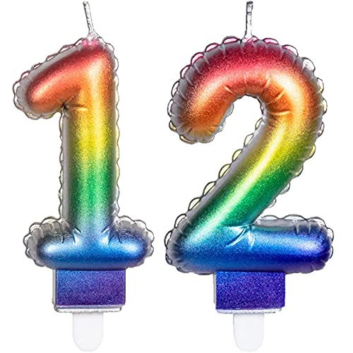 2 Zahlenkerzen * ZAHL 12 * in Regenbogen-Farben mit Steckfuß | ca. 9cm x 5,5cm groß | Farben Rainbow Deko Geburtstag Geburtstagskerze Kerze 2 Zahlenkerzen * ZAHL 12 * in Regenbogen-Farben mit Steckfuß | ca. 9cm x 5,5cm groß | Farben Rainbow Deko Geburtstag Geburtstagskerze Kerze von Carpeta