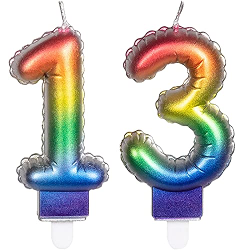 2 Zahlenkerzen * ZAHL 13 * in Regenbogen-Farben mit Steckfuß | ca. 9cm x 5,5cm groß | Farben Rainbow Deko Geburtstag Geburtstagskerze Kerze 2 Zahlenkerzen * ZAHL 13 * in Regenbogen-Farben mit Steckfuß | ca. 9cm x 5,5cm groß | Farben Rainbow Deko Geburtstag Geburtstagskerze Kerze von Carpeta