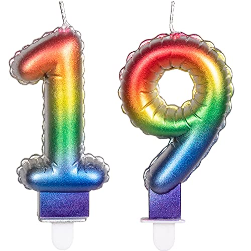 2 Zahlenkerzen * ZAHL 19 * in Regenbogen-Farben mit Steckfuß | ca. 9cm x 5,5cm groß | Farben Rainbow Deko Geburtstag Geburtstagskerze Kerze 2 Zahlenkerzen * ZAHL 19 * in Regenbogen-Farben mit Steckfuß | ca. 9cm x 5,5cm groß | Farben Rainbow Deko Geburtstag Geburtstagskerze Kerze von Carpeta