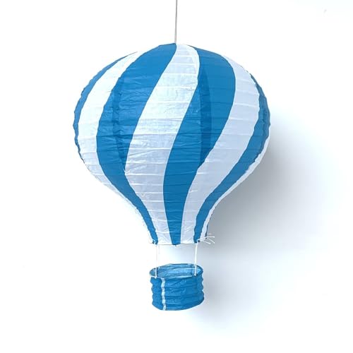 Bunte Heißluftballon Lampions aus Papier als Deko für Geburtstag oder Party | Ø30cm, flammhemmend, mit Gondel und Metallbügel | Papierlampion Laterne Partydeko, Farbe: Blau von Carpeta