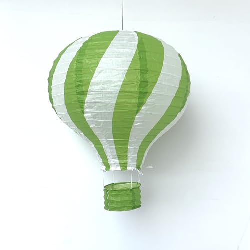 Bunte Heißluftballon Lampions aus Papier als Deko für Geburtstag oder Party | Ø30cm, flammhemmend, mit Gondel und Metallbügel | Papierlampion Laterne Partydeko, Farbe: Grün von Carpeta