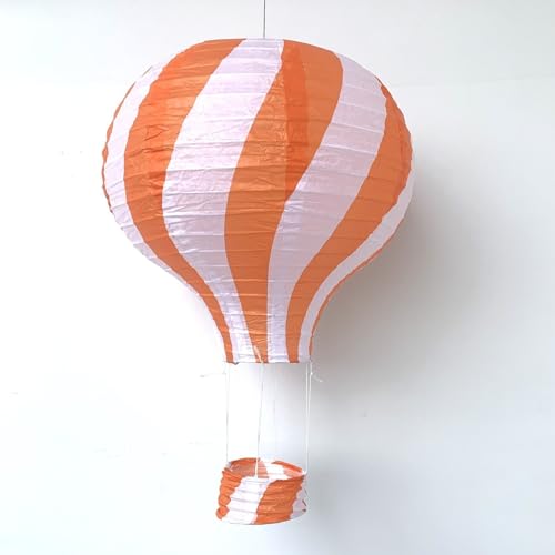 Bunte Heißluftballon Lampions aus Papier als Deko für Geburtstag oder Party | Ø30cm, flammhemmend, mit Gondel und Metallbügel | Papierlampion Laterne Partydeko, Farbe: Orange von Carpeta