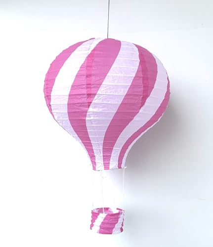 Bunte Heißluftballon Lampions aus Papier als Deko für Geburtstag oder Party | Ø30cm, flammhemmend, mit Gondel und Metallbügel | Papierlampion Laterne Partydeko, Farbe: Rosa von Carpeta