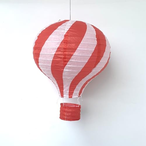 Bunte Heißluftballon Lampions aus Papier als Deko für Geburtstag oder Party | Ø30cm, flammhemmend, mit Gondel und Metallbügel | Papierlampion Laterne Partydeko, Farbe: Rot von Carpeta