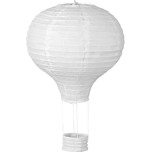 Bunte Heißluftballon Lampions aus Papier als Deko für Geburtstag oder Party | Ø30cm, flammhemmend, mit Gondel und Metallbügel | Papierlampion Laterne Partydeko, Farbe: Weiß von Carpeta