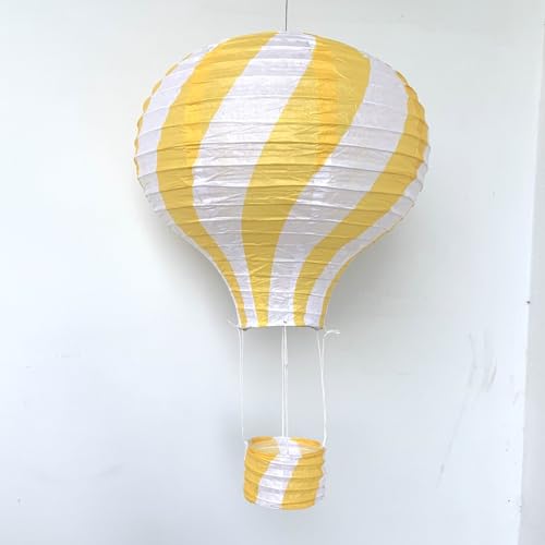 Bunte Heißluftballon Lampions aus Papier als Deko für Geburtstag oder Party | Ø30cm, flammhemmend, mit Gondel und Metallbügel | Papierlampion Laterne Partydeko, Farbe: Gelb von Carpeta